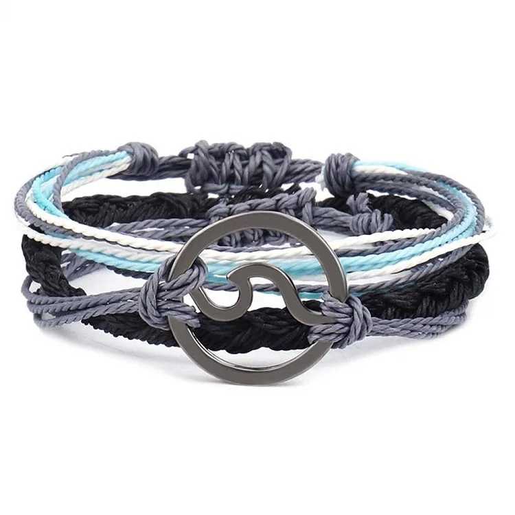 

Handmade Wave Braided Wax Rope Adjustable Strand Bracelet Waterproof Charm Stretch Knot String Thread Bracelets