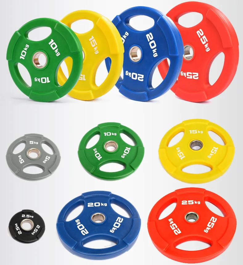 

Gym Cast Iron Plate Rubber Weightlifting Plates Bumper Barbell 20kg Weight Plates, Colorful