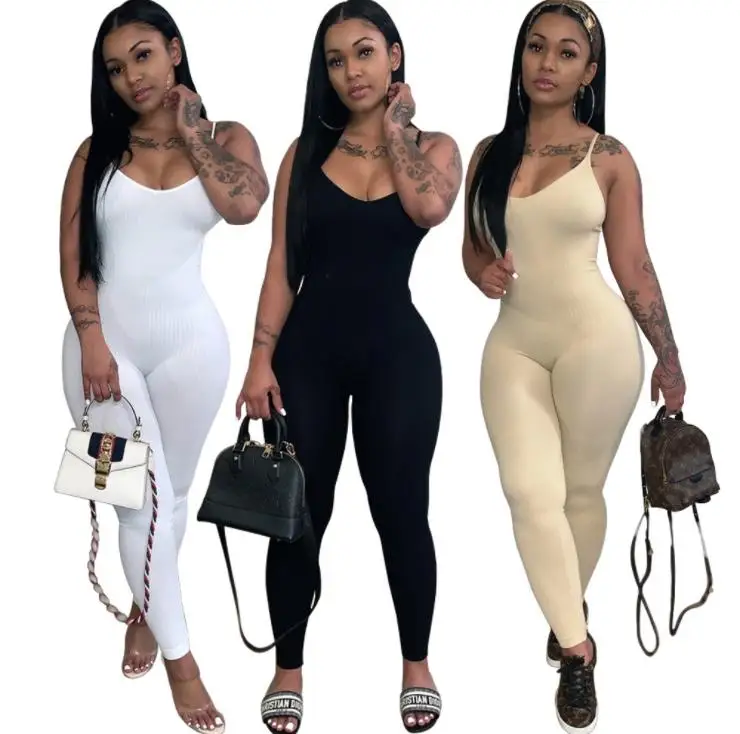 

Summer Halter Back Cross Sling One Piece Sports Gym Wear sexy jumpsuits for women Casual Jumpsuits