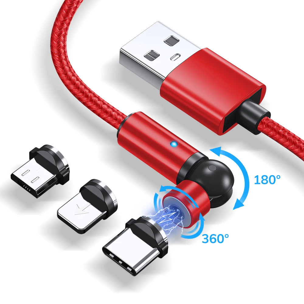 

Free Shipping TOPK AM68 1M 3 in 1 Charging Cable Usb Magnetic 540 Grados Rotation Cable, Black/red/blue