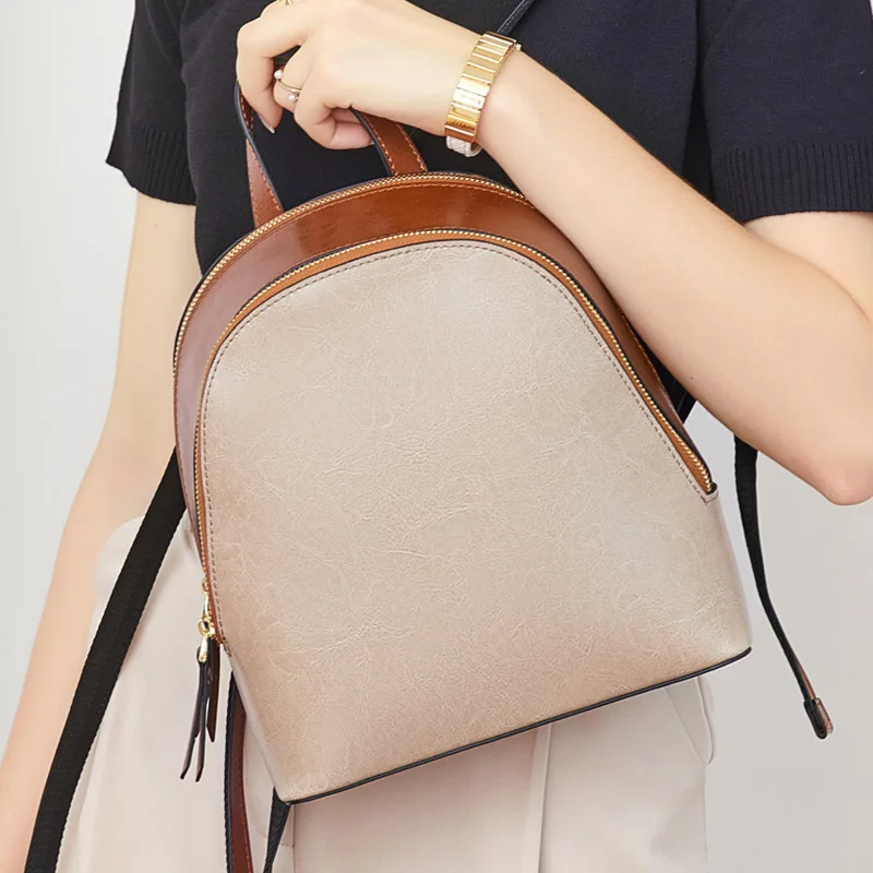 

2021 Customized genuine Leather fashion vintage Backpack for College New Design genuine Leather Shoulder Backpack women