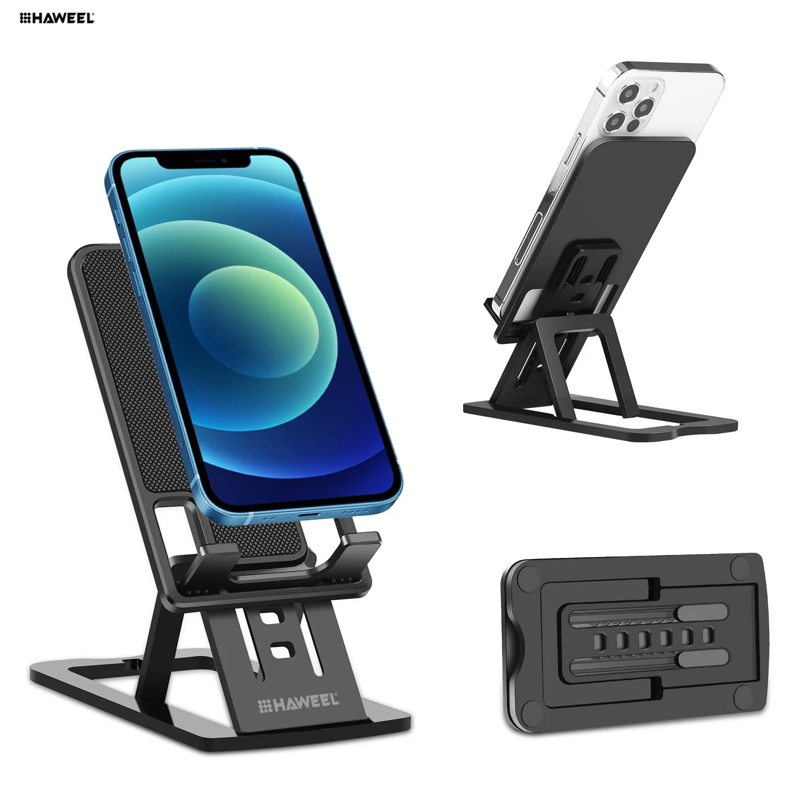 

2021 Original HAWEEL Adjustable Lifting Folding Portable Live Broadcast Desktop Plastic Holder Mobile Phone Stand