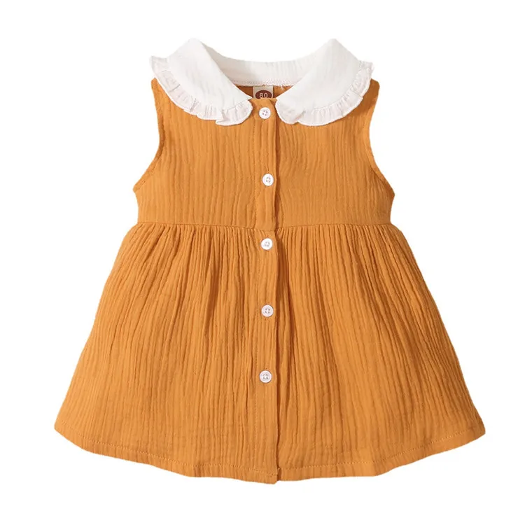 

Fashion wholesale latest design korean summer baby sleeveless casual designer Little girls dress