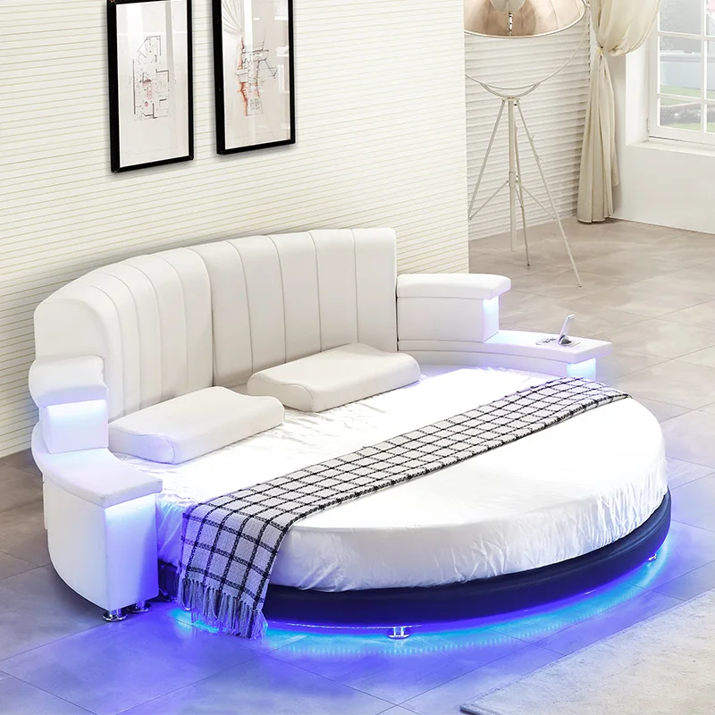 Cheap Modern White Leather King Size Round Bed On Sale - Buy Round Bed