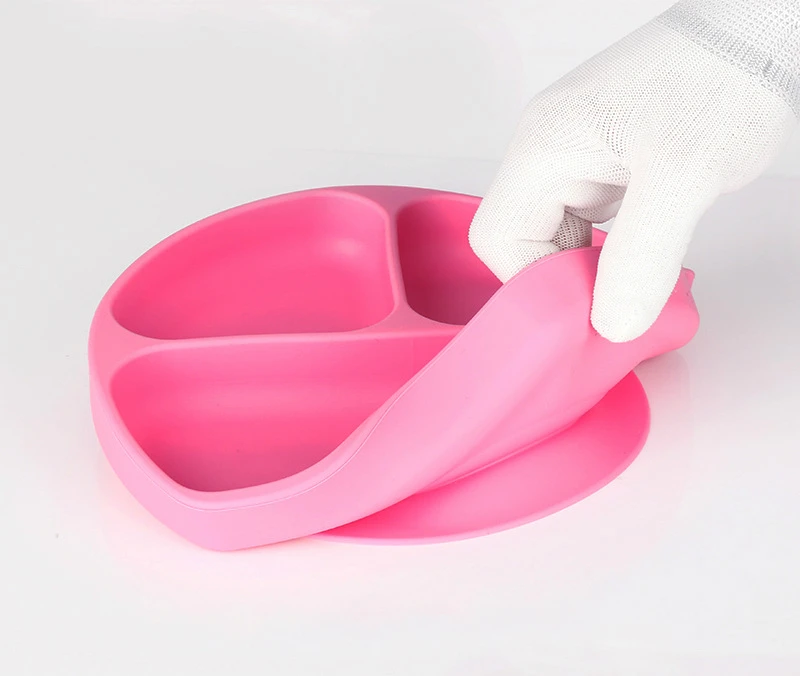

Integrated Non-slip Tray Baby Feeding Dishes Baby Silicone Plate, 5 colors