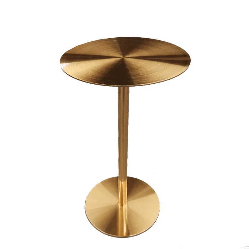 Gold Stainless Steel Round Tall Bar Table for Events and Hotels