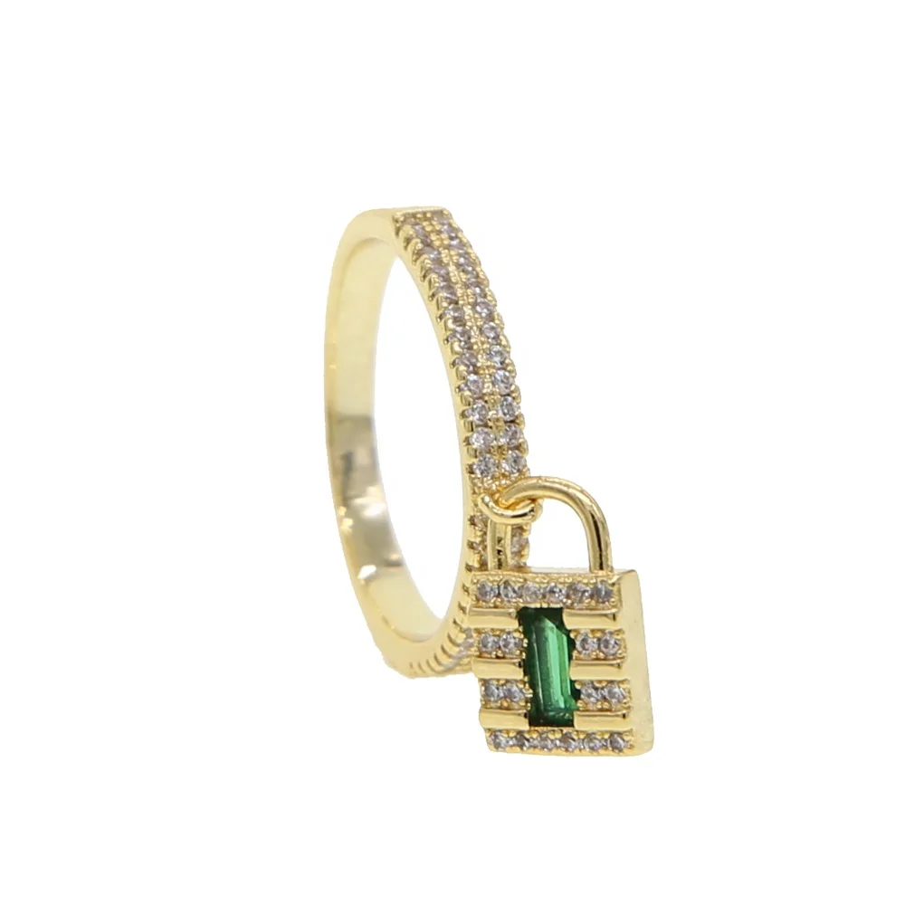 

fashion 2021 new birthstone stone baguette cz eternity lock charm band ring gold wedding ring jewelry