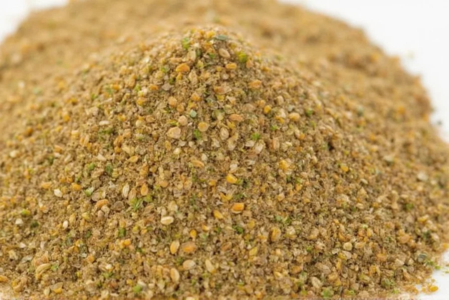 Freshly ground coriander in mortar with whole seeds