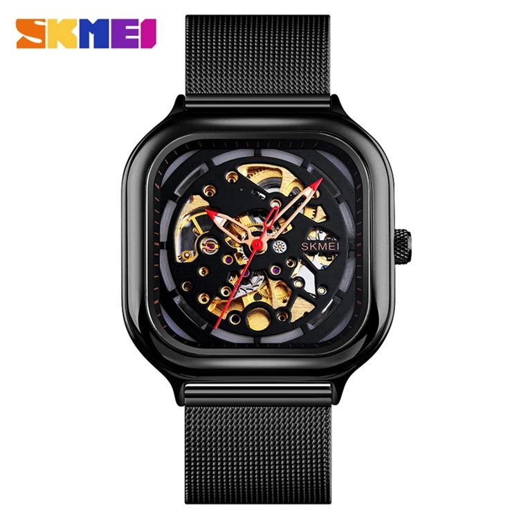 

SKMEI 9184 men square water resistant quartz stainless steel back watches 3 bar automatic mechanical movement watches