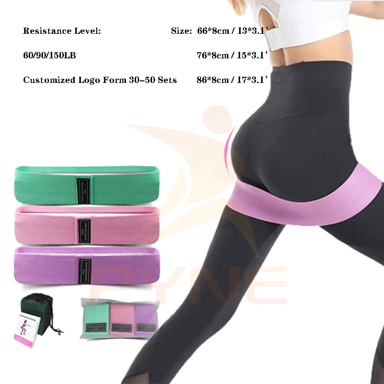 

Custom Private Label Resistance Bands 3pcs/set 150lbs Fabric Booty Hip Loop Bands, Green,pink,grey,white,black