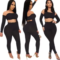 

FS0709D Hot sale women Fashion tops and pants two pieces sets