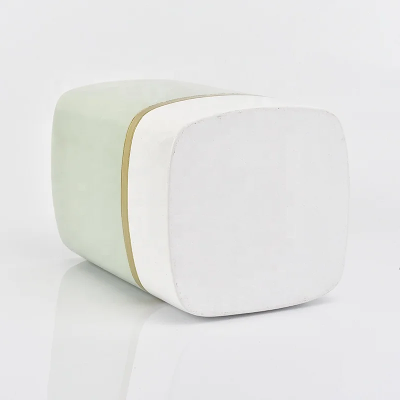 Green square glaze ceramic candle jar votive candle holders custom home decorative use