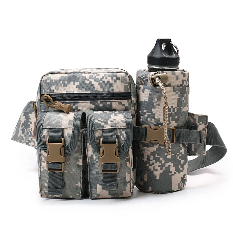 

wholesale 600D oxford tactical waist bag for men multi pockets camouflage cross body chest bag with water bottle pockets, Green,gray,black,brown,khaki