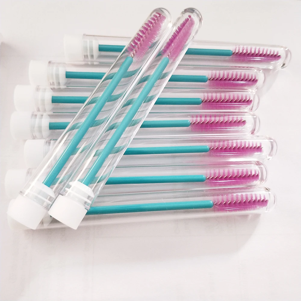 

Disposable eyelash extension applicator cleaning brush makeup brush lash mascara wand with a cap, Black/pink blue white