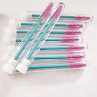 

Wholesale portable disposable eyelash extension cleaning brush holder makeup brush with a cap