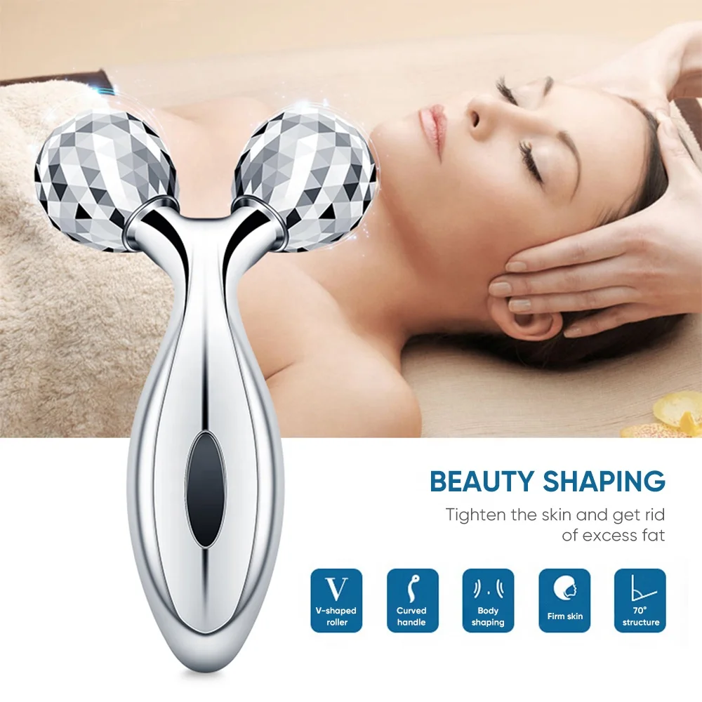 

Wholesale Handheld 3D V Shape Facial Vibrating Metal Massage Bar Face Lifting Y Shape Face Lift Roller Massager, Silver