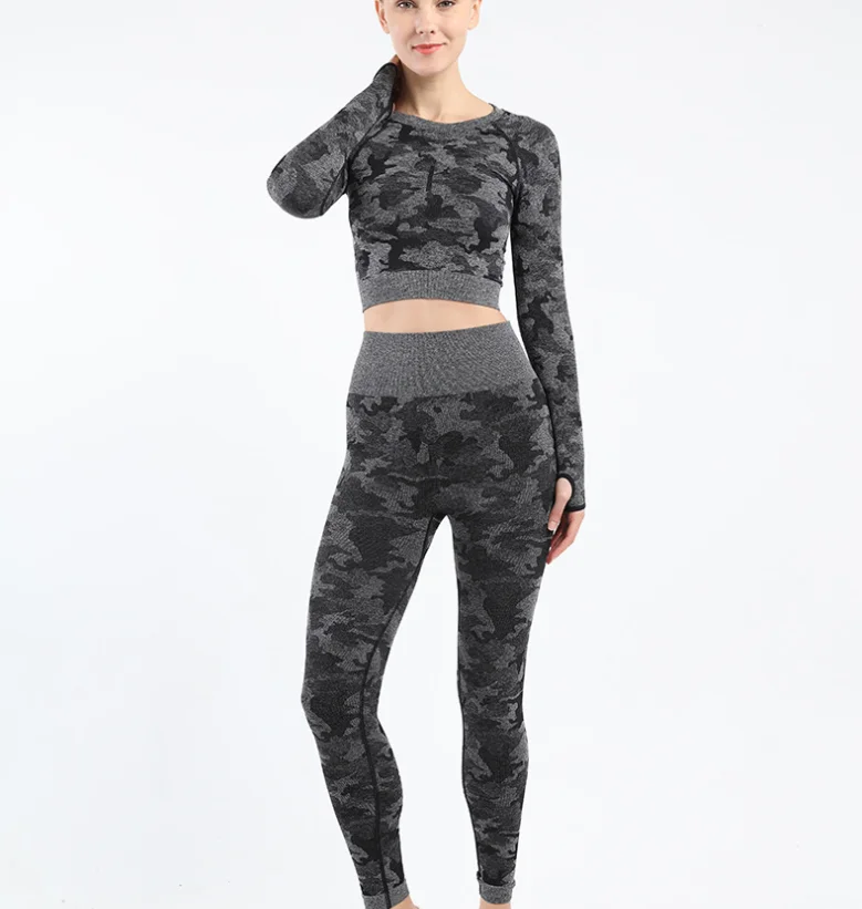 

Cross - Border Europe And The United States Lift Buttock Camouflage High - Jump Seamless Yoga Pants For Women Sports Yoga Suit