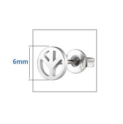 

Simple Punk Peace Sign Symbol Stud Earrings Stainless Steel Anti-war Jewelry for Man and Women, Picture shows