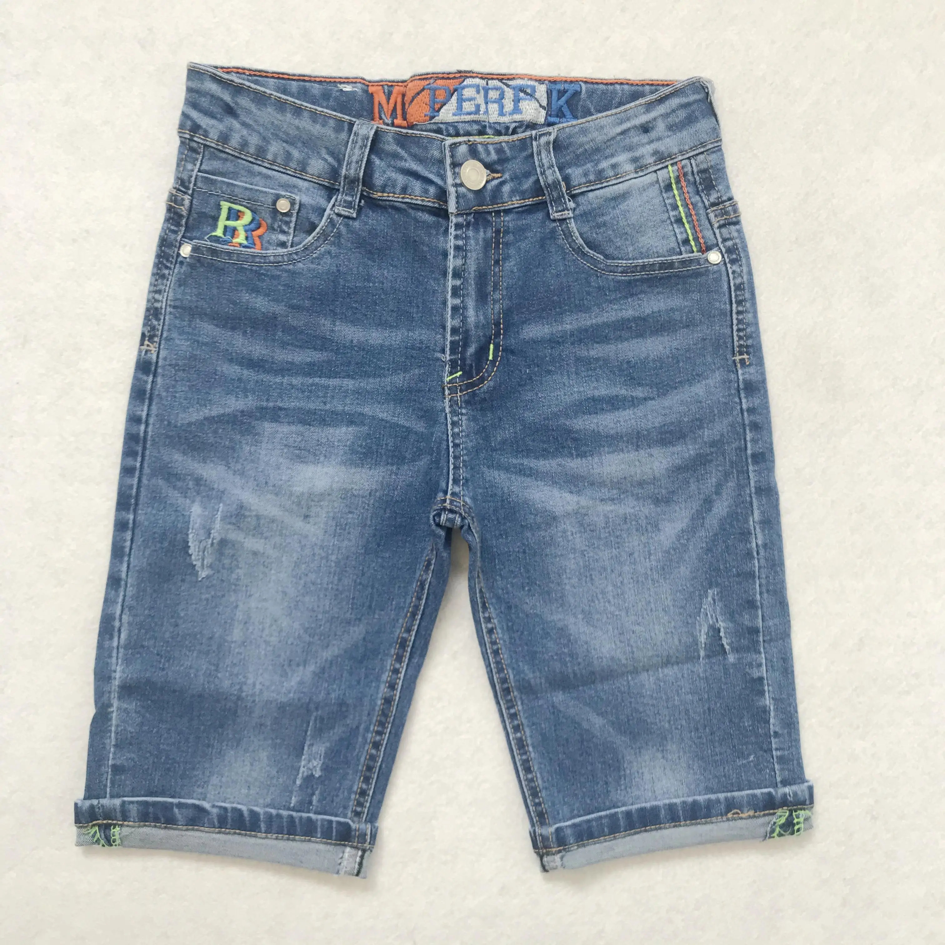 

Summer new design casual jeans shorts for kids fashion boy elastic waist denim shorts