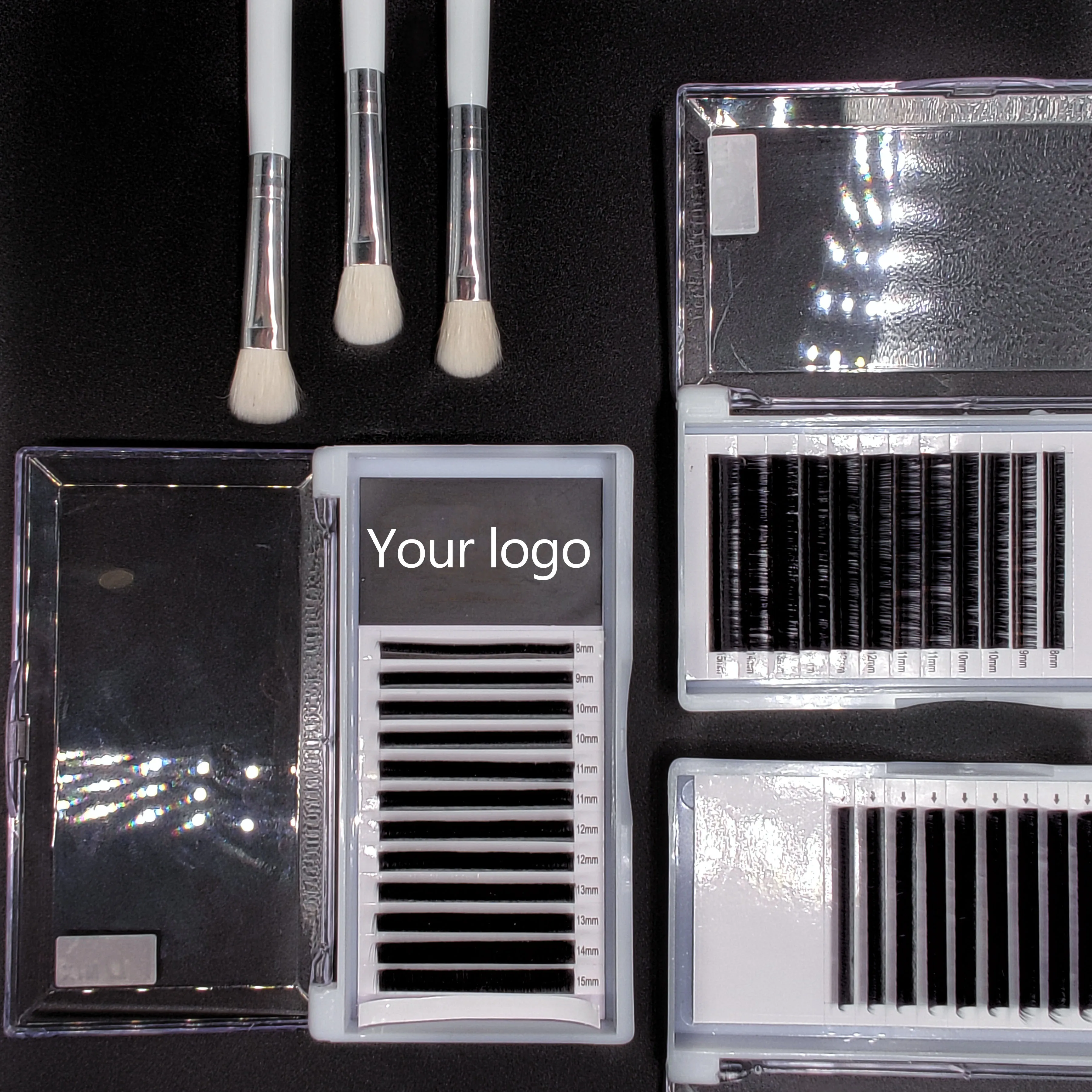 

0.15 mm D curl single trays tweezers eyelash extension wholesale easy fan volume lashes, Deep black