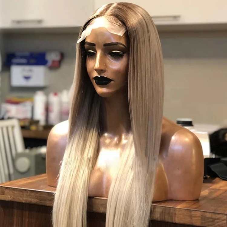 

Melt Skin HD Lace Ombre Silver Blonde Color Straight Russian Cuticle Aligned Hair 5*5 Lace Closure Wigs