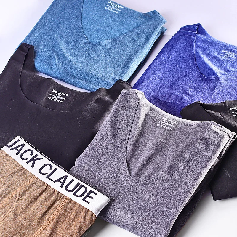 
Mens Winter Inner Wear Set Smooth Knit 3D Cut Assorted Color Thermal Shirt And Pant Long Johns With Open Fly 