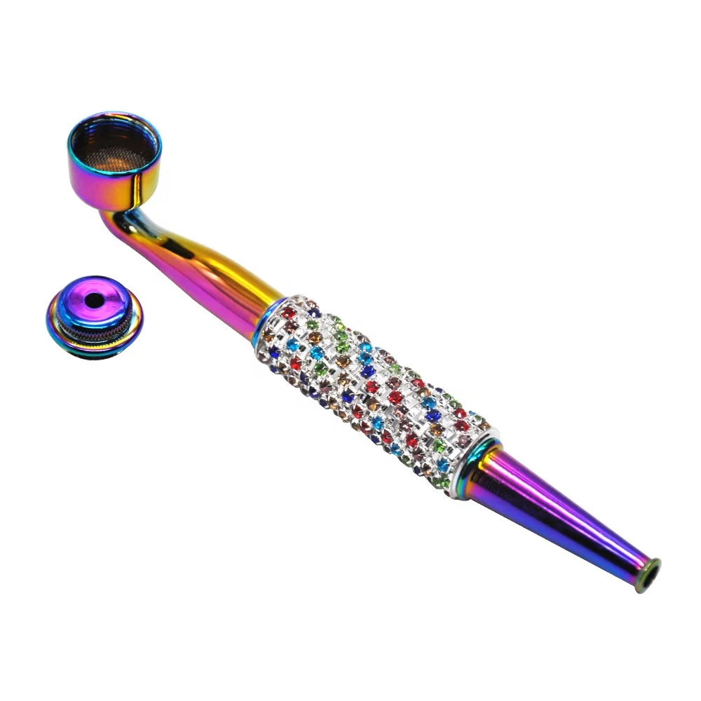 

Four-color Enamel Hollow Metal Pipe With Lid Dry Herb Tobacco Pipe, Picture