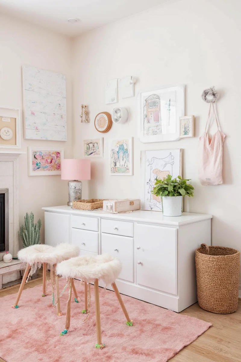 Cozy mint pink nursery bedroom