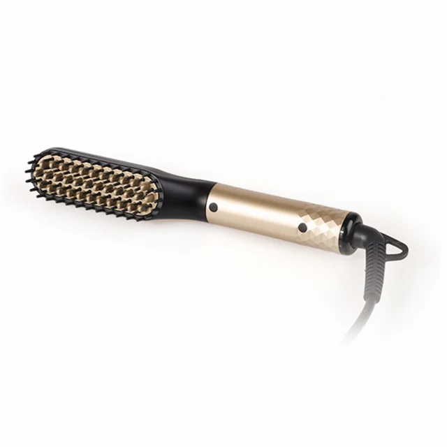 

2021 latest machine hair dryer with comb attachment straightener hair comb hair straightener with comb, White/gold