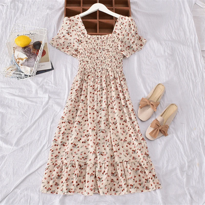 

Summer Stunning Fashionable Korean Women Floral Long Dresses