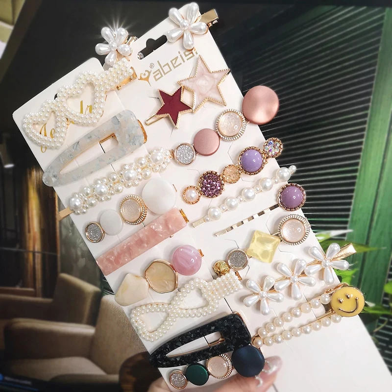 

Fashion Pins Side Clip Set Sweet Acrylic Waterdrop Barrettes For Women Girls Korean Geometric Hair Accessories Jewelry
