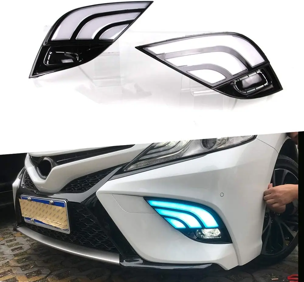 

LED Daytime Running Light Three Color DRL for Toyota Camry 2018 2019 Replacement Front Bumper Fog Lamp Assembly Shell Type