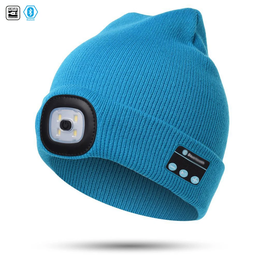 
Trending Products 2020 New Arrivals Bluetooth USB Rechargeable LED Beanie Hat Music With Light Winter Hats Accessories 