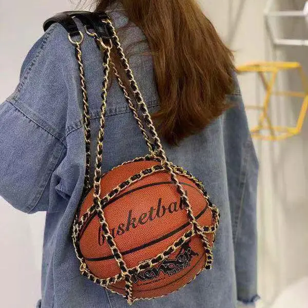 

2020 New Fashion PU Leather Basketball Shape Handbags and Purses for Women Chain Shoulder Crossbody Bag Girls Ladies Hand Bags, Brown