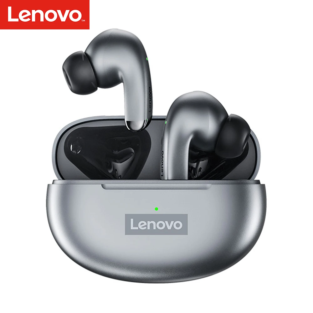 

Lenovo LP5 9D Stereo Waterproof Wireless Earbuds for iPhone 13 Xiaomi Mini Earphone Wireless Headphones with Mic, Black grey and white