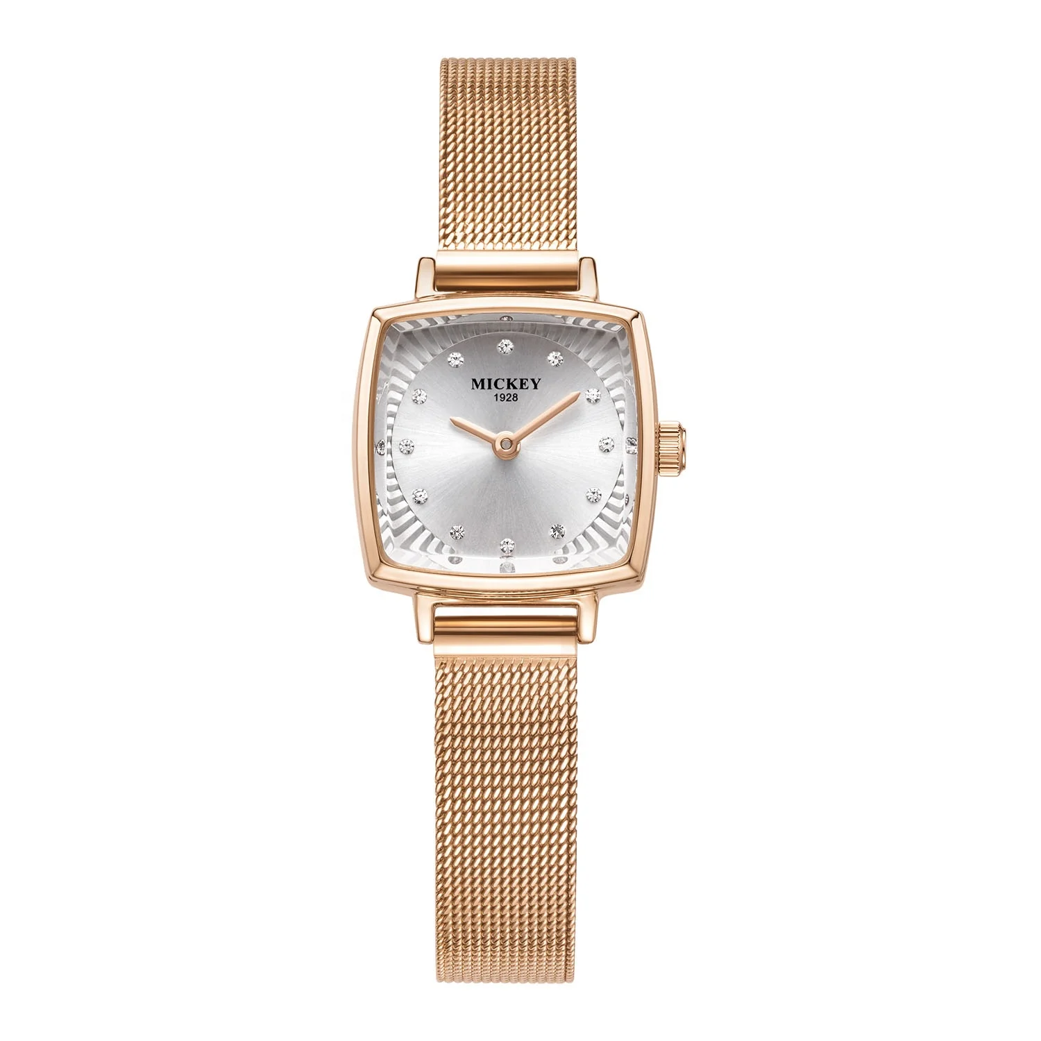 

New Model Fashionable Luxury Mesh Band Square Dial Relogio Watch Quartz For Lady