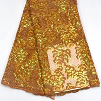 

Best selling product latest luxury handmade lace sequin fabric,champagne gold lace fabric,sequin lace fabric embroidery