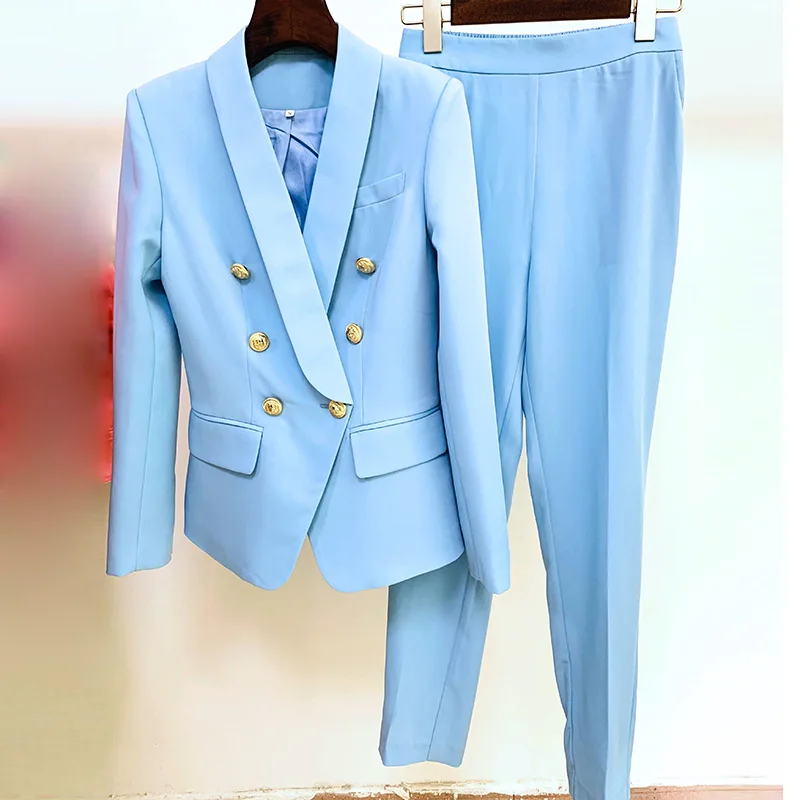 

2021 whosale new professional clothing double breasted V collar suit nine point trouser suit two piece suit