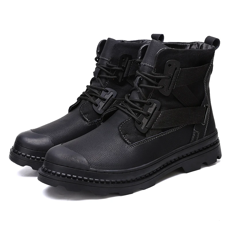 

Trendy And Fashionable Martiin Boots Lace-up Waterproof Non-slip Men's Shoes Domineering Work Boots Men, Balck