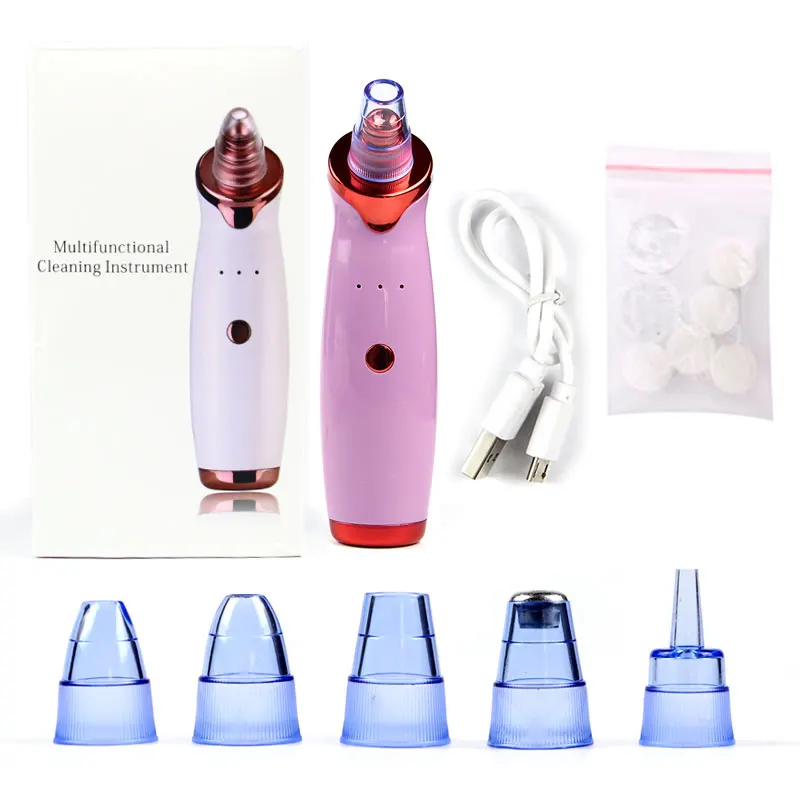 

2021 New 5 head pore cleanser vacuum electric suction acne removal face cleaner set blachead acne remover tool set eant
