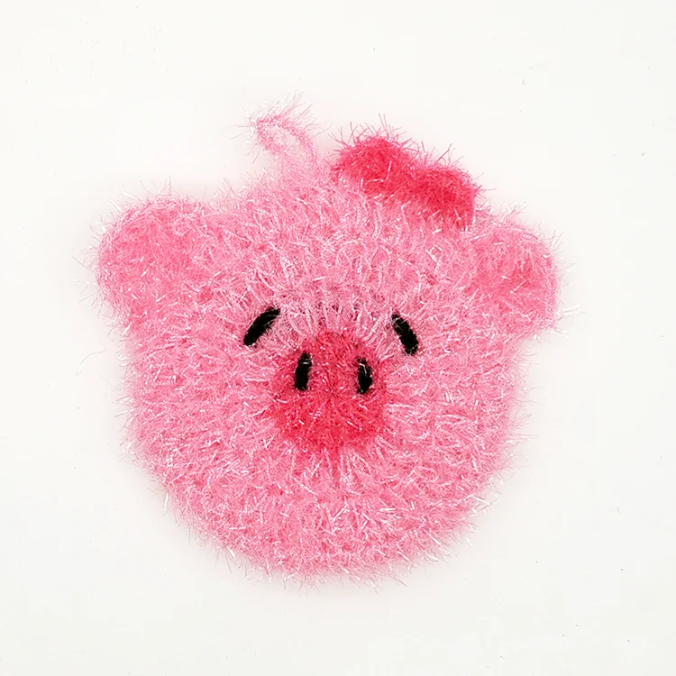 

High quality lovely hand crochet acrylic pig with butterfly dish scrubber