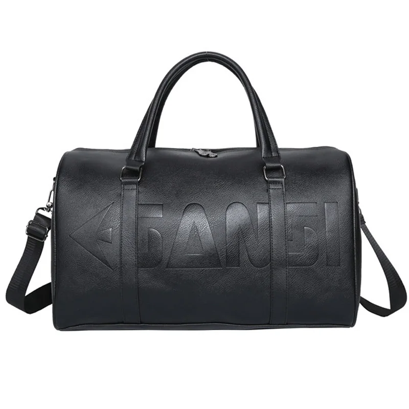 

Businessv Women's luggage bag Black gym bag PU leather Solid color men's travel bag wobag