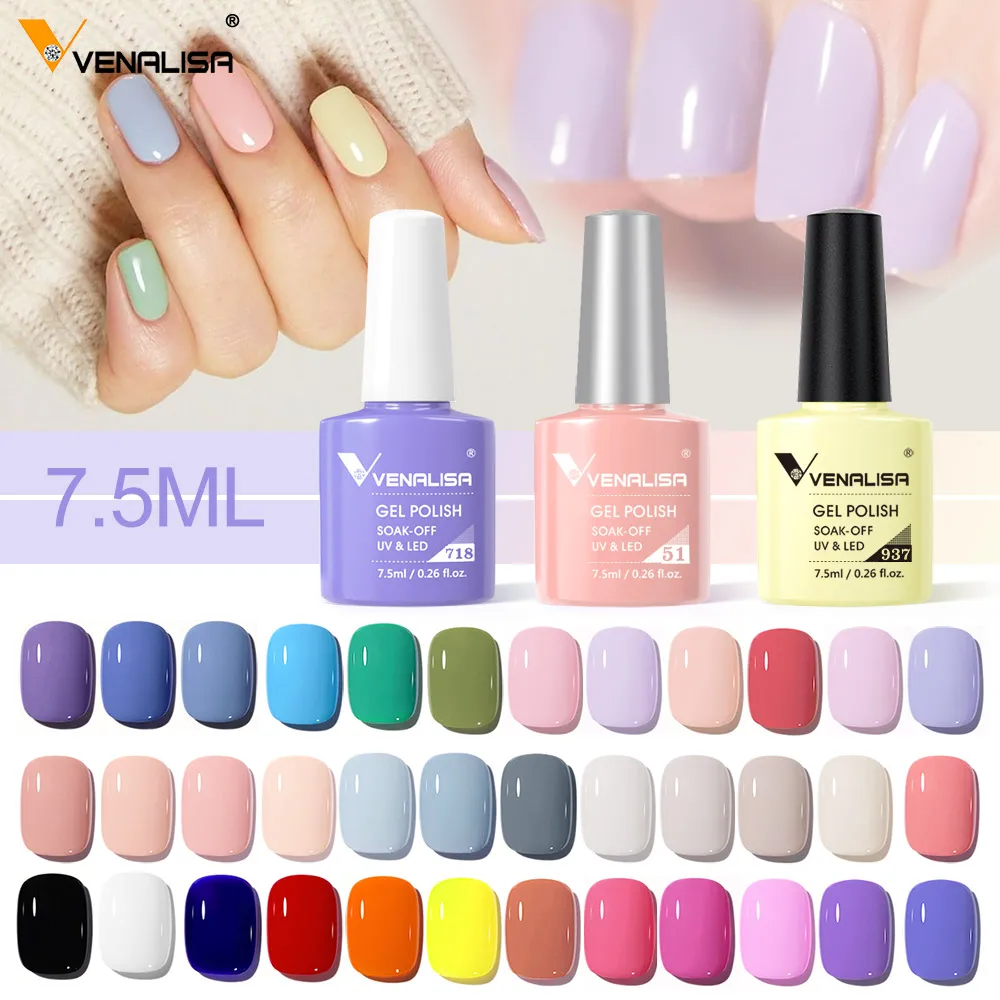 

2022 Venalisa Nail Art Gel Polish For French Nails Manicure Gel Varnish Enamel Lacquer Color OEM Logo UV LED Nail Gel Polish, 60 colors