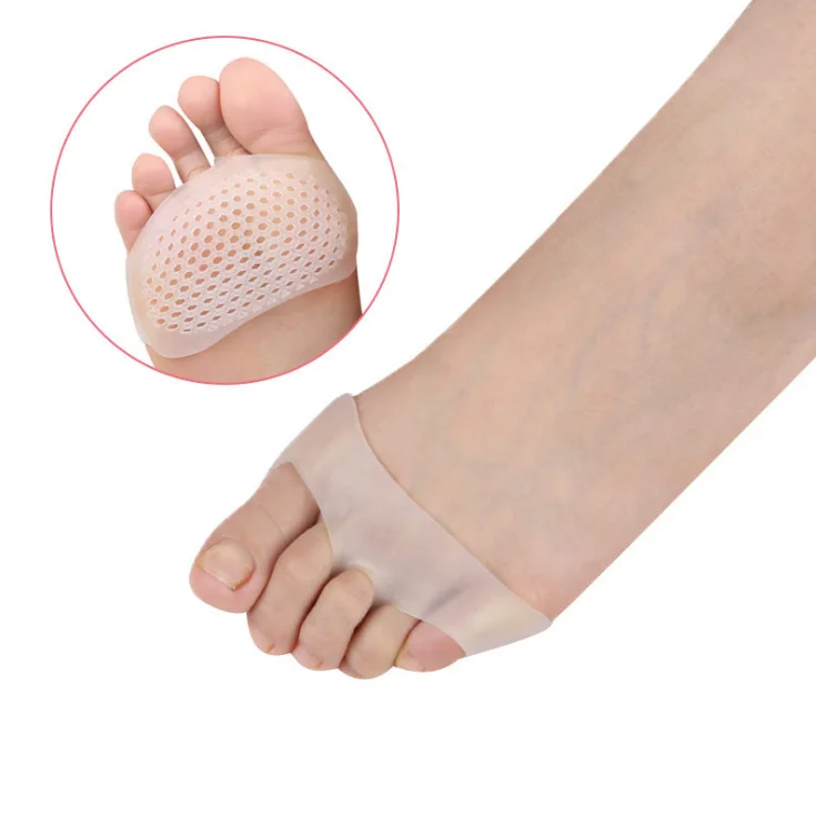 

Hot Selling Breathable Silicone Gel Toes Metatarsal Gel Pads Honeycomb Front Foot Pads, Clear white/nude/black