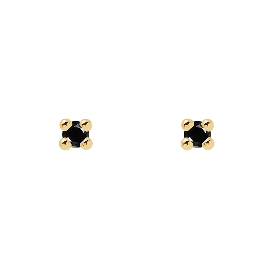 

wholesale sterling silver earrings 14k gold plated for women black cubic zircon stud earrings