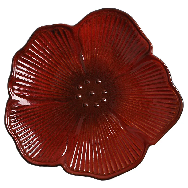 

New Design creative flower shape irregular ceramic plate noodle bowl