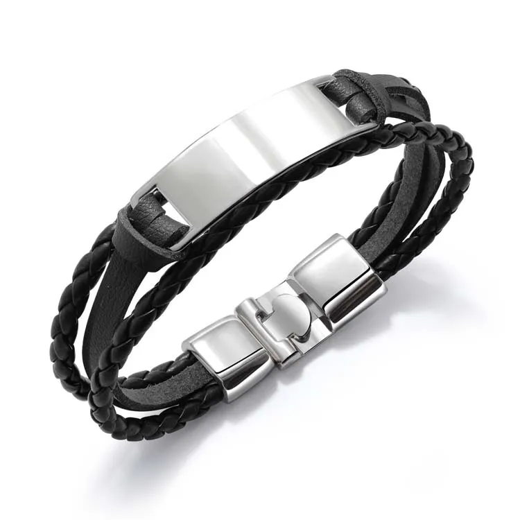

Multilayer Woven Braided Personality Men's Leather Wrap Bracelets for Boy