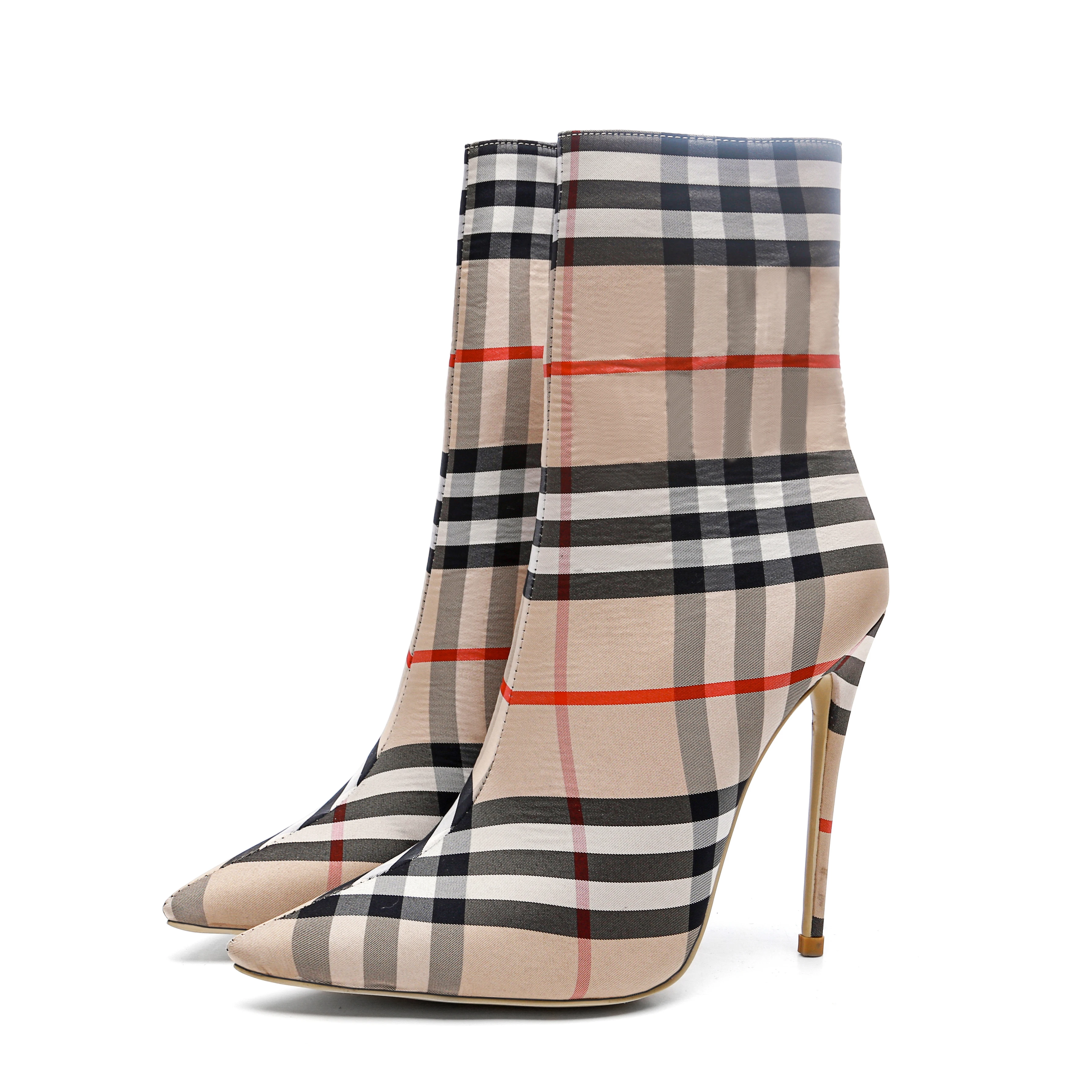 

Winter 2021 pointed thin high heel designer boots women famous brands ankle boots for women, Black red beige