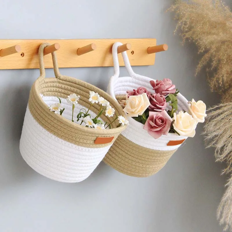 

Wholesale Simple Wall Mounted Hanging Cotton Rope Storage Organizer Fruit Basket
