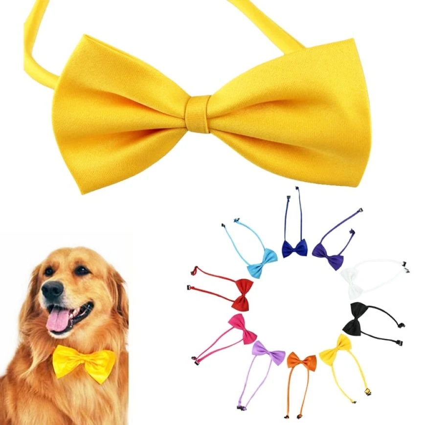 

Free Shipping Dog Bow Neck Collar Adjustable Length Multicolor Dog Pet Grooming Supplies Puppy Bows Pet Headdress Cat Tie